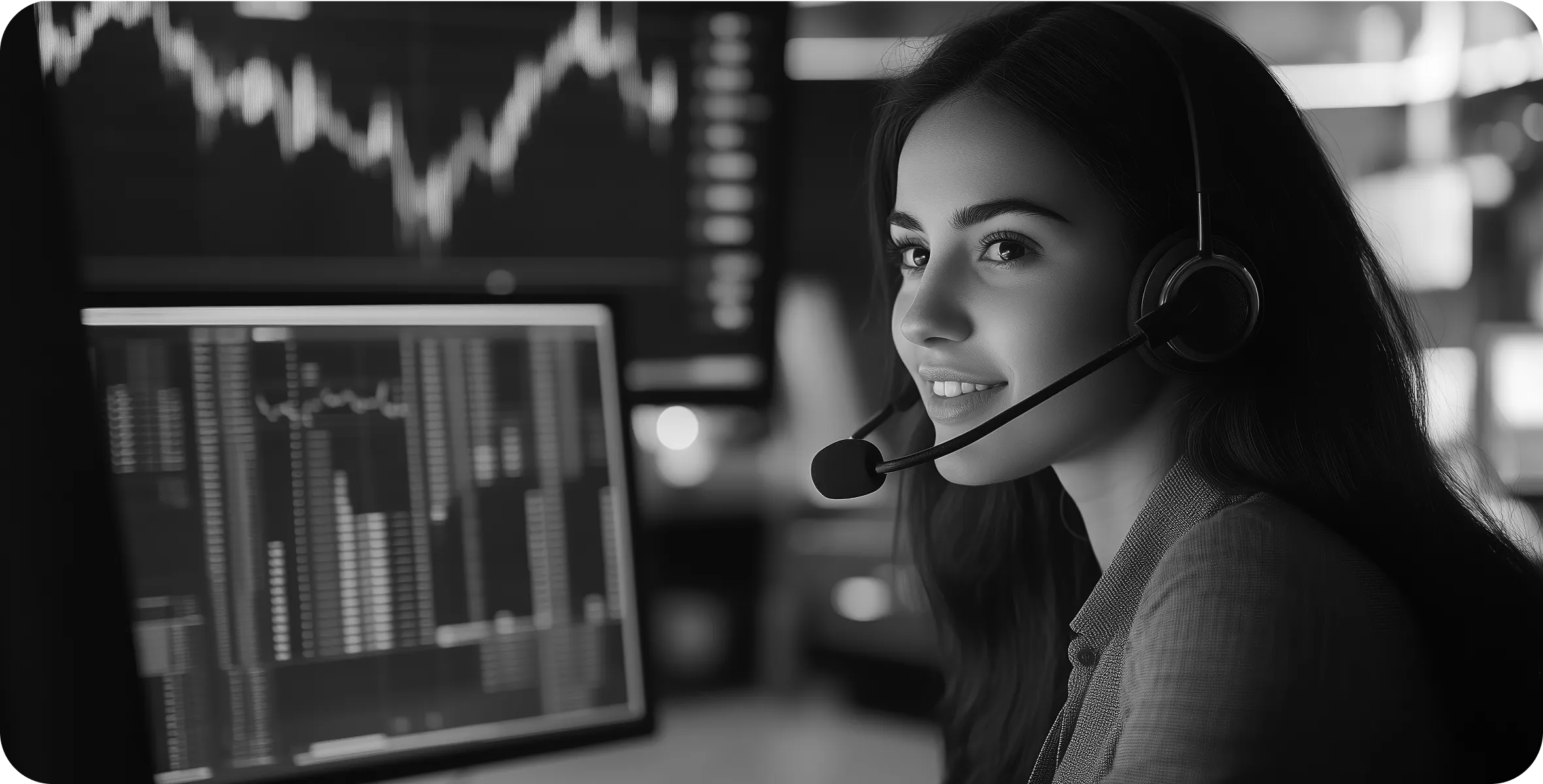 Support specialist wearing a headset